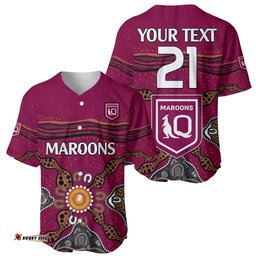 Custom Text And Number QLD Maroons Rugby Baseball Jersey Shirt Queensland Aboriginal Origin