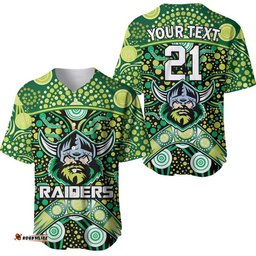 Custom Personalised Raiders Rugby Baseball Jersey Shirt Boomerang Indigenous Dots