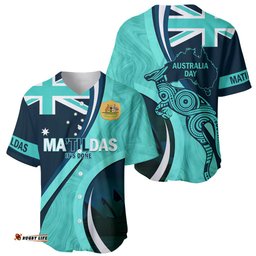 Matildas Soccer Baseball Jersey Shirt 2024 Happy Australia Day Kangaroo Aussie Proud Turquoise
