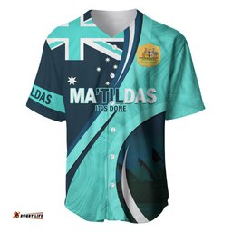 Matildas Soccer Baseball Jersey Shirt 2024 Happy Australia Day Kangaroo Aussie Proud Turquoise