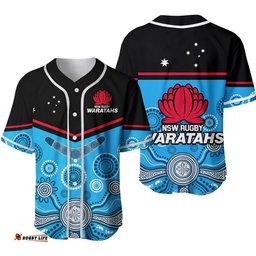 Waratahs Super Rugby Baseball Jersey Shirt NSW Tahs Indigenous Art Ver.02