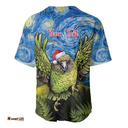 Personalised Jumping Kakapo Christmas Baseball Jersey Shirt New Zealand Fern Starry Night Style