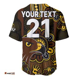 Custom Personalised AFL Hawthorn Hawks 1902 Aboriginal Baseball Jersey Shirt