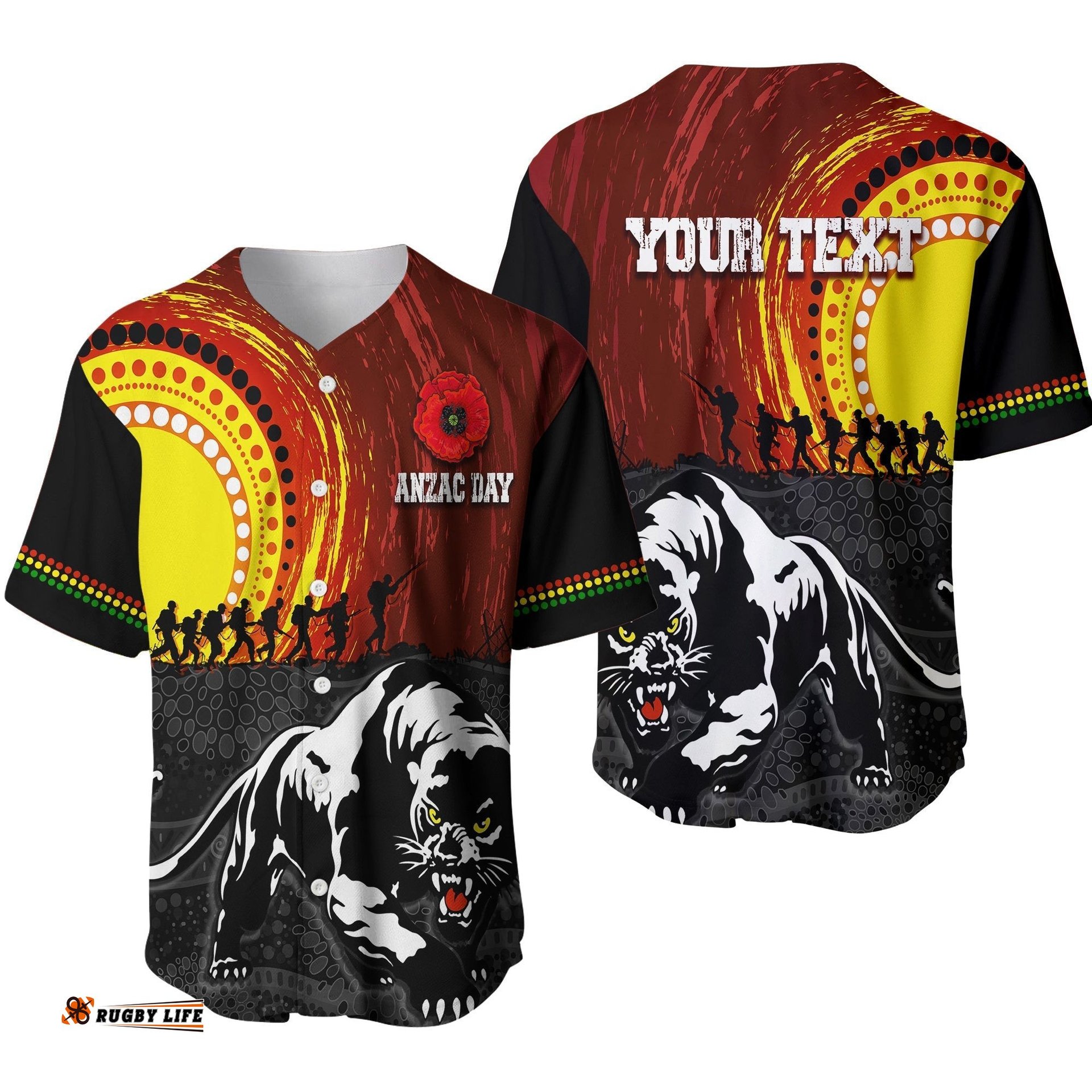 Penrith Panther Baseball Jersey Shirt Anzac Day Indigenous Special Version