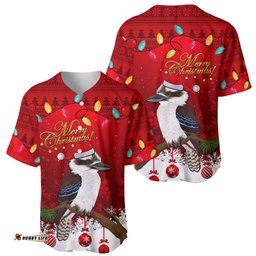 Australia Christmas Baseball Jersey Shirt Aussie Kookaburra Santa Merry Xmas