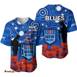 Blues Rugby ANZAC Baseball Jersey Shirt NSW Aboriginal Mix Poppy Camouflage Ver.01