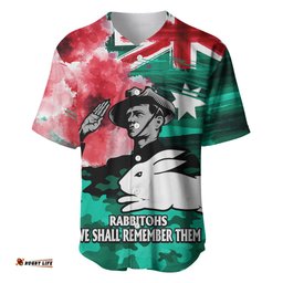 ANZAC Rabbitohs Rugby Baseball Jersey Shirt We Shall Remember 09
