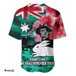 ANZAC Rabbitohs Rugby Baseball Jersey Shirt We Shall Remember 09