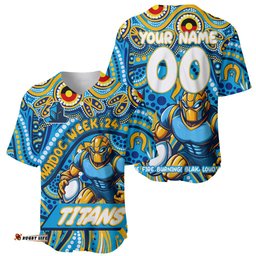 Custom Australia NAIDOC Week 2024 Baseball Jersey Shirt Titans Mascot Keep The Fire Burning