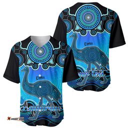 Personalised Australia Aquarius Emu Zodiac Baseball Jersey Shirt Auz Astrology Aboriginal Aqua