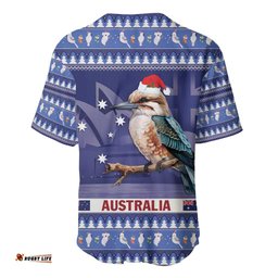 Aussie Kookaburra Baseball Jersey Shirt Merry Christmas Blue Style