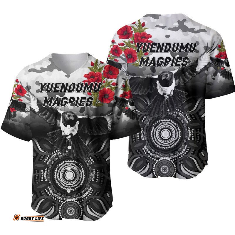 Yuendumu Magpies Football Club ANZAC Baseball Jersey Shirt Indigenous Vibes