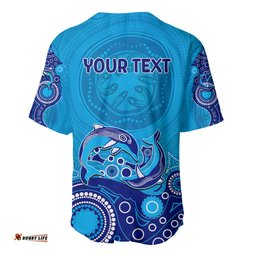 Australia Aboriginal Baseball Jersey Shirt Dolphin Light Blue