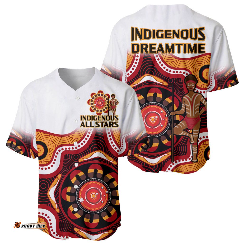 Australia Indigenous Rugby Baseball Jersey Shirt All Stars Aborigine Dreamtime White Version