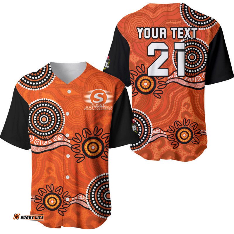 Custom Personalised Perth Scorchers Cricket Dots Baseball Jersey Shirt