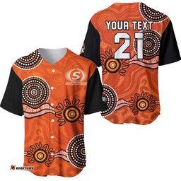 Custom Personalised Perth Scorchers Cricket Dots Baseball Jersey Shirt