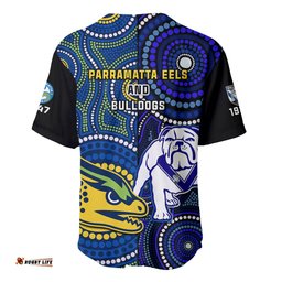 Bulldogs Mix Parramatta Eels Rugby Baseball Jersey Shirt Aboriginal Version