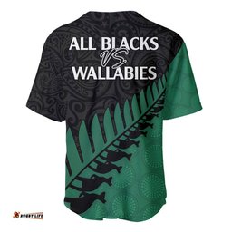 Australia Wallabies and Aotearoa Rugby Baseball Jersey Shirt Kangaroo Black Fern Maori Green Vibe