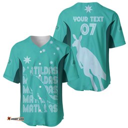 Australia Soccer Matildas Custom Baseball Jersey Shirt Turquoise Basic Gradient