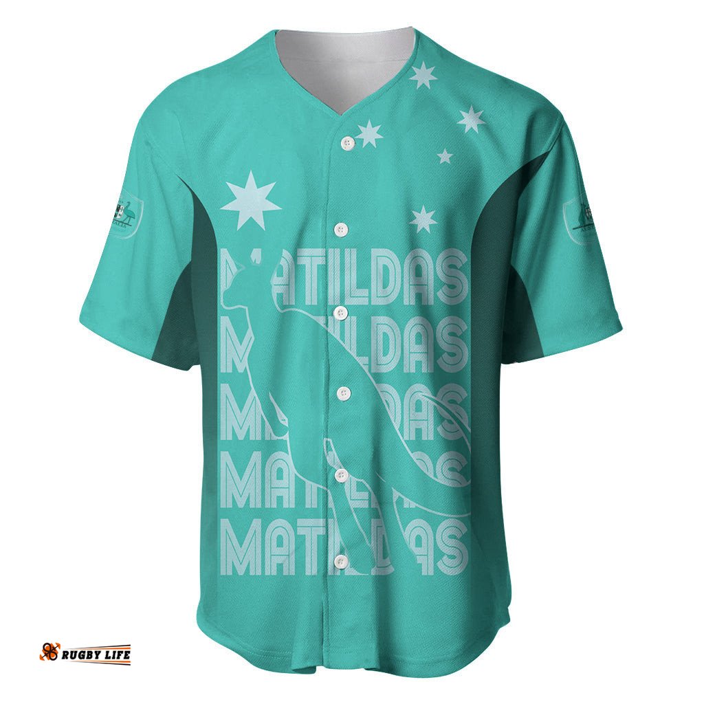 Australia Soccer Matildas Custom Baseball Jersey Shirt Turquoise Basic Gradient