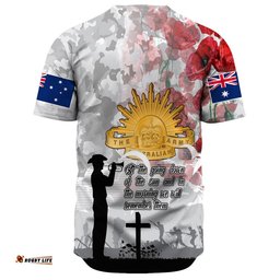 Anzac Day Lest We Forget Camouflage & Poppy Baseball Jersey Shirt