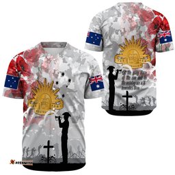Anzac Day Lest We Forget Camouflage & Poppy Baseball Jersey Shirt