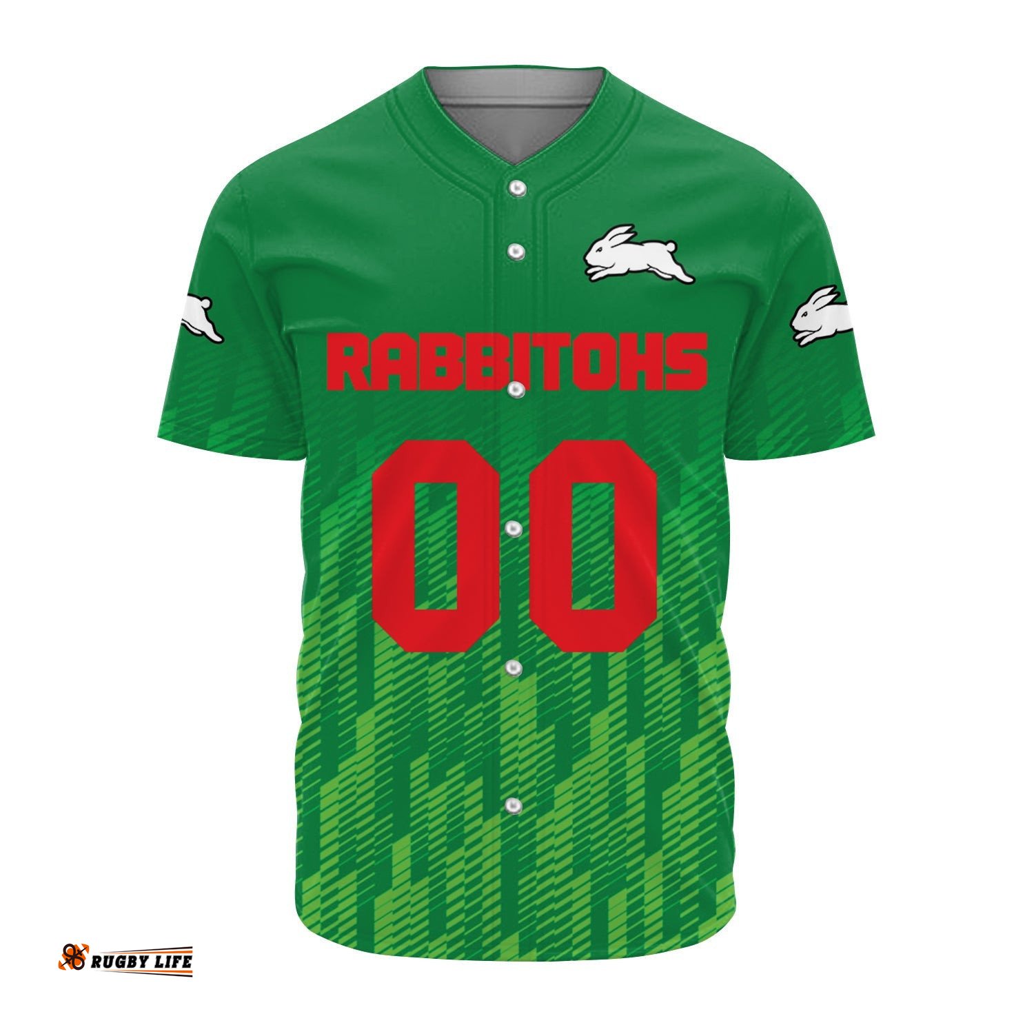 South Sydney Rabbitohs Baseball Jersey Shirt Logo Sport Ombre NRL