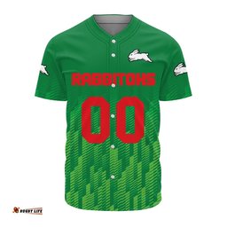 South Sydney Rabbitohs Baseball Jersey Shirt Logo Sport Ombre NRL