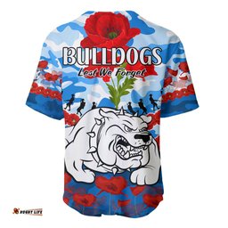 Bulldogs Rugby ANZAC Baseball Jersey Shirt Lest We Forget