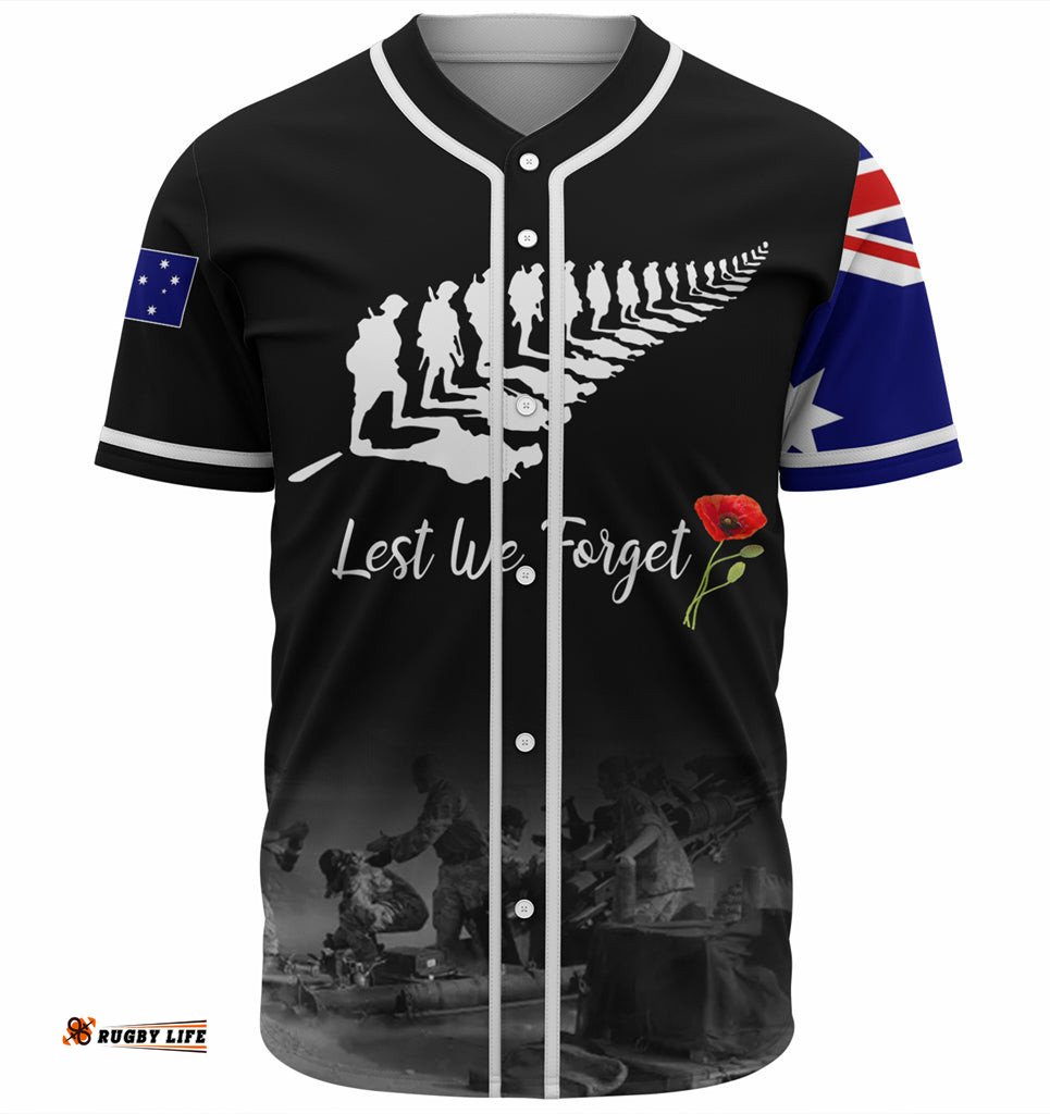 Australia Anzac Day Custom Baseball Jersey Shirt Stand For The Flag Kneel For The Fallen Shirt 06