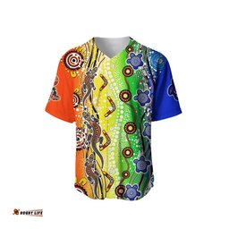Custom Personalised NAIDOC Aboriginal Lizard And Turtle Baseball Jersey Shirt