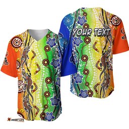 Custom Personalised NAIDOC Aboriginal Lizard And Turtle Baseball Jersey Shirt
