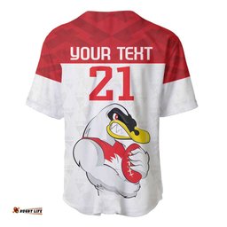 AFL Sydney Custom Baseball Jersey Shirt with Swans Mascot Simple Style