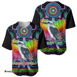 Personalised Australia Sagittarius Kookaburra Zodiac Baseball Jersey Shirt Auz Astrology Aboriginal Rainbow
