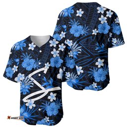 Australian Strikers Cricket Baseball Jersey Shirt Baeuty Pacific Hibiscus and Polynesian Pattern
