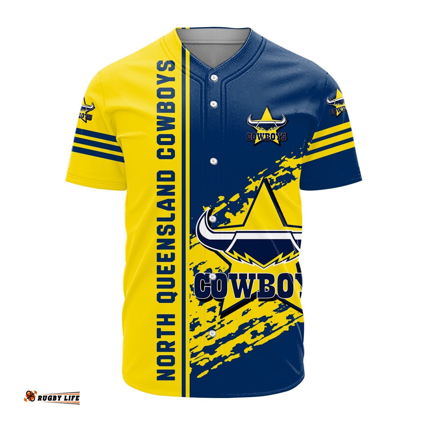 North Queensland Cowboys Baseball Jersey Shirt Quarter Style NRL