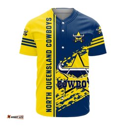 North Queensland Cowboys Baseball Jersey Shirt Quarter Style NRL