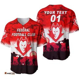 Custom Personalised Federal Football Club ANZAC Baseball Jersey Shirt Simple Style