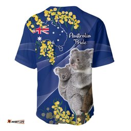 Australia Day Baseball Jersey Shirt Proud To Be An Aussie Koala With Map Golden Wattle