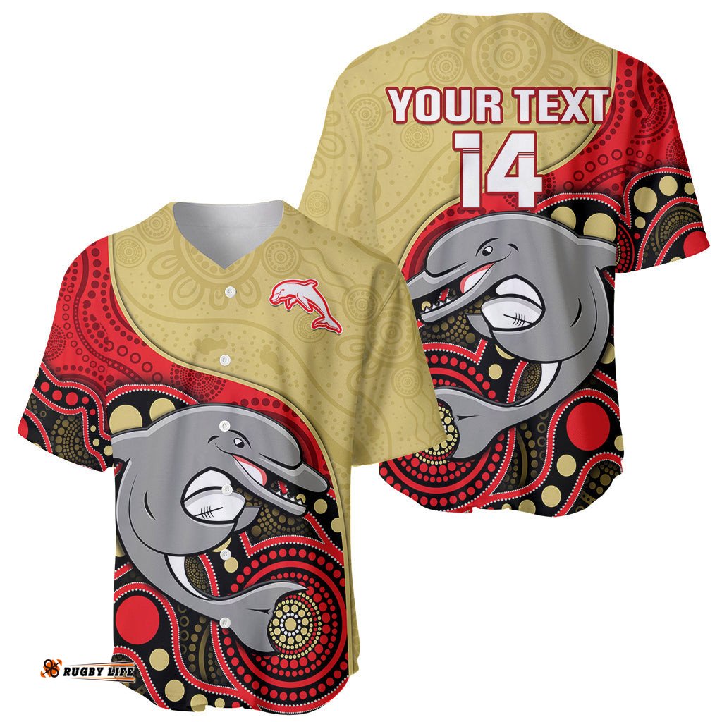 Custom Text And Number Dolphins Rugby Baseball Jersey Shirt Phins Up Indigenous Art 04