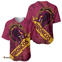 Brisbane Broncos Baseball Jersey Shirt NRL Angry Broncos