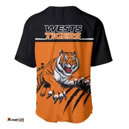 Wests Tigers Rugby Baseball Jersey Shirt Orange Simple Style