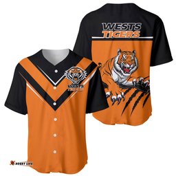 Wests Tigers Rugby Baseball Jersey Shirt Orange Simple Style