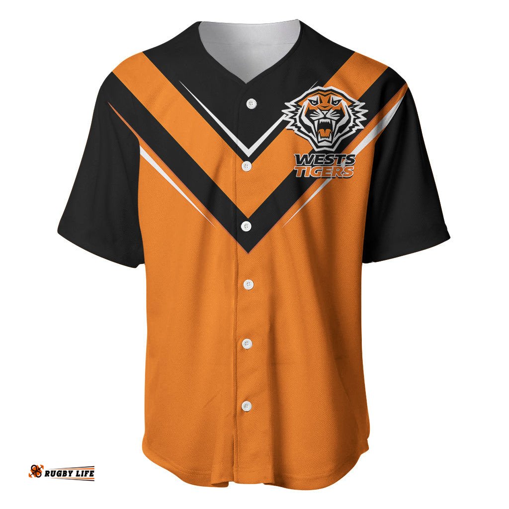 Wests Tigers Rugby Baseball Jersey Shirt Orange Simple Style