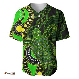 Aboriginal Turtle Baseball Jersey Shirt Green Style
