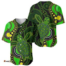 Aboriginal Turtle Baseball Jersey Shirt Green Style