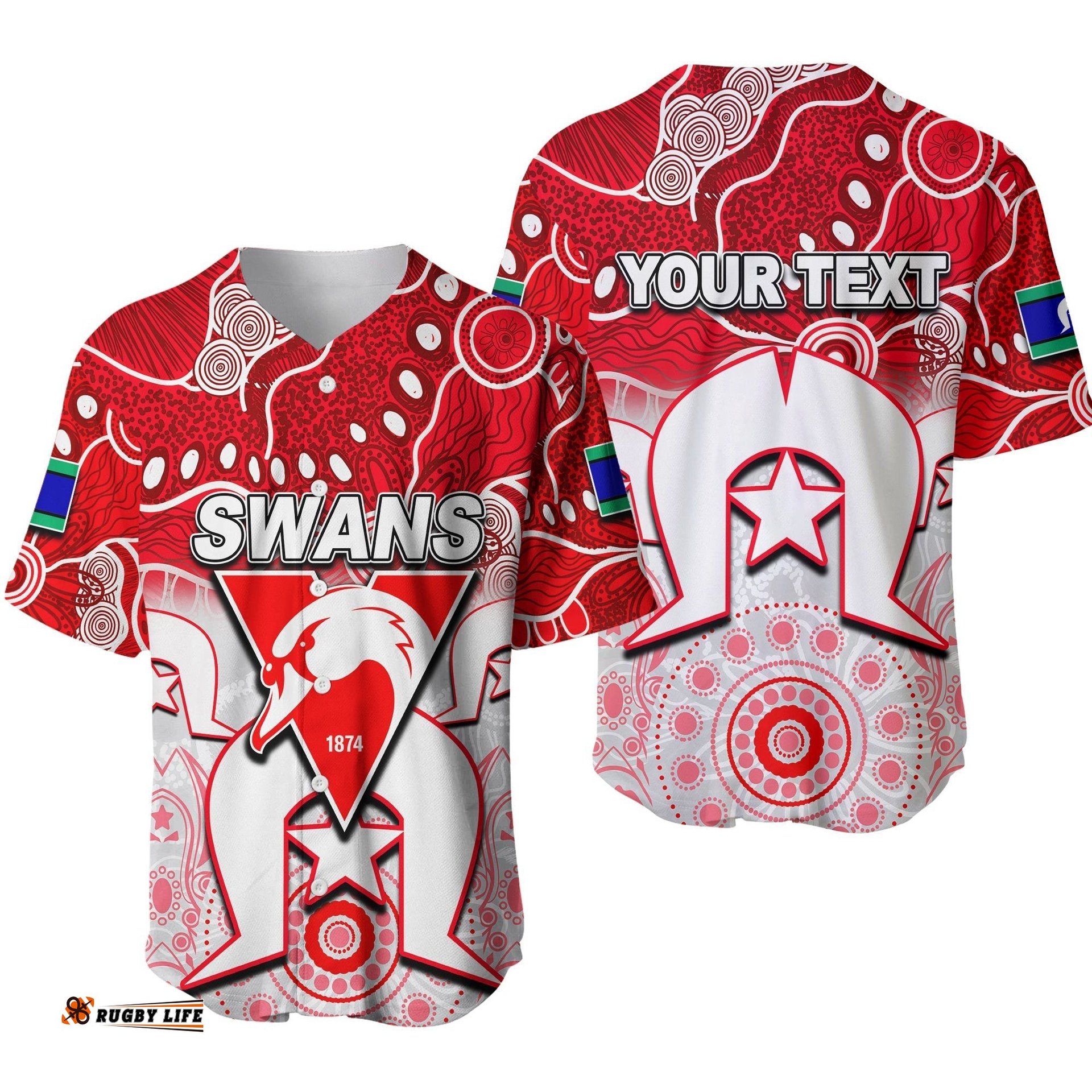 Custom Personalised Swans Australian Football ATorres Strait Islanders Mix Aboriginal Baseball Jersey Shirt