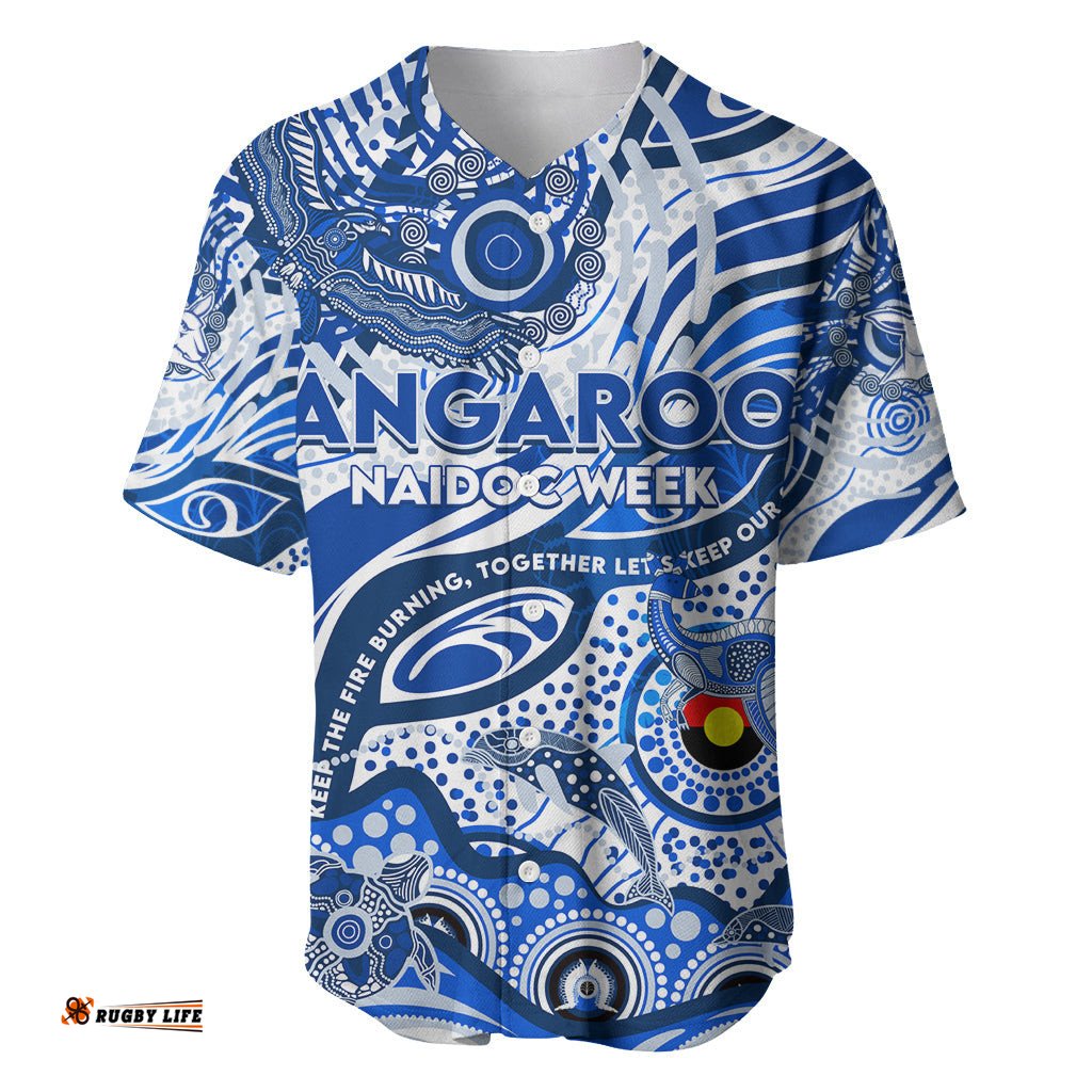 Custom NAIDOC Week 2024 Kangaroos Baseball Jersey Shirt Aboriginal Animals Keep The Fire Burning