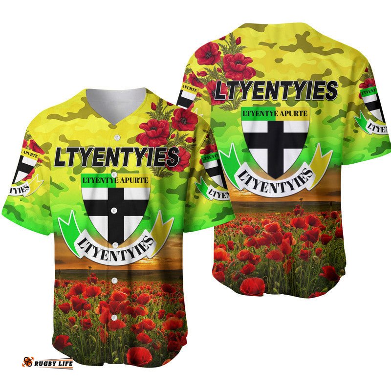 Ltyentye Apurte ANZAC Baseball Jersey Shirt Poppy Vibes Ltyentyies