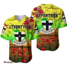 Ltyentye Apurte ANZAC Baseball Jersey Shirt Poppy Vibes Ltyentyies